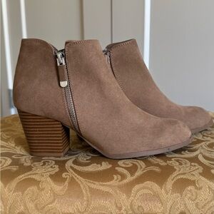 Style & Co. Tan Ankle Booties with Stacked Heel